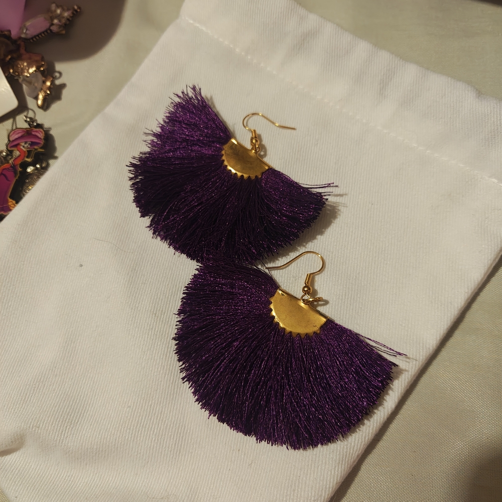 Elegant Purple Tassel Earrings